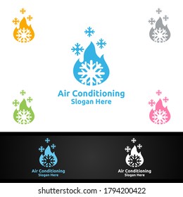 Diseño del logotipo de los servicios de calefacción y climatización de aire acondicionado de nieve caliente