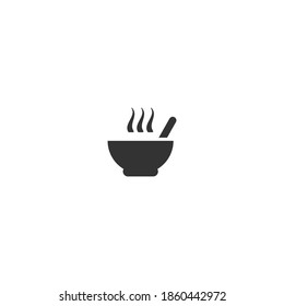 Hot soup, bowl with hot food, dish vector icon