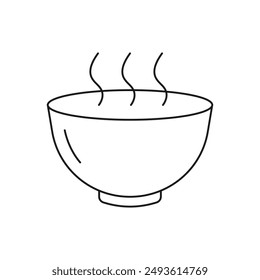 Hot soup bowl icon line style isolated on white background. Vector illustration