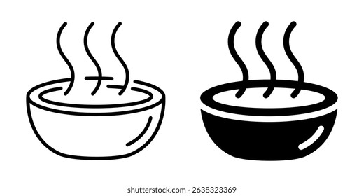 Hot soup bowl icon. Line and silhouette style.