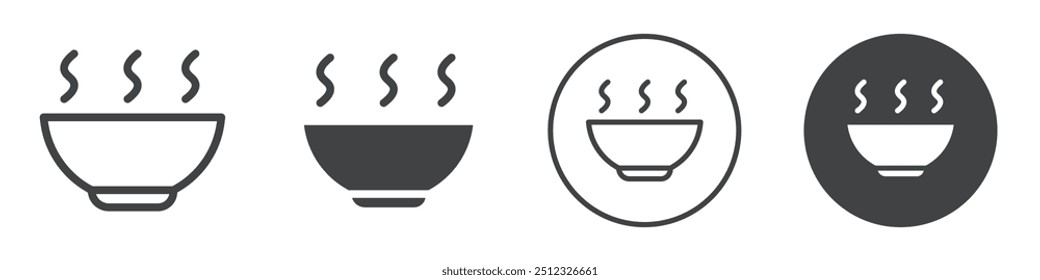 Hot soup bowl icon Vector logo outline