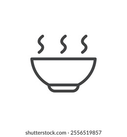 Hot soup bowl icon Vector logo outline