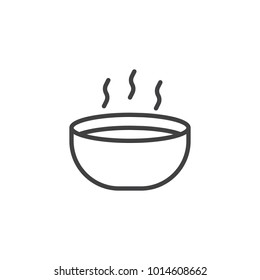 Hot soup bowl line icon, outline vector sign, linear style pictogram isolated on white. Symbol, logo illustration. Editable stroke