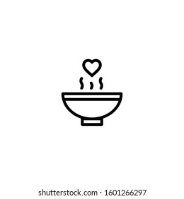 Hot soup bowl line icon, outline - Vector