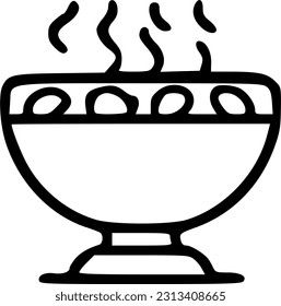 Hot soup bowl line icon, outline and fill vector sign, linear and full pictogram isolate on white. symbol, logo illustration