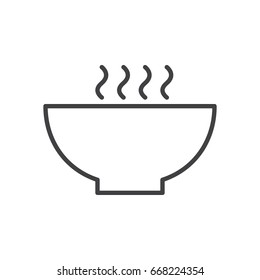 Hot soup bowl line icon, outline vector sign, linear style pictogram isolated on white. Symbol, logo illustration. Editable stroke. 