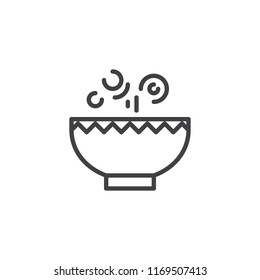 Hot soup bowl outline icon. linear style sign for mobile concept and web design. Hot food plate simple line vector icon. Symbol, logo illustration. Pixel perfect vector graphics