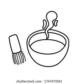 hot soup in dish line style icon vector illustration design