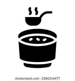 hot soup glyph icon illustration vector graphic. Simple element illustration vector graphic, suitable for app, websites, and presentations isolated on white background