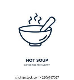 hot soup icon from bistro and restaurant collection. Thin linear hot soup, lunch, hot outline icon isolated on white background. Line vector hot soup sign, symbol for web and mobile