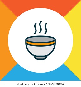 Hot soup icon colored line symbol. Premium quality isolated meal element in trendy style.