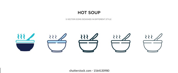 hot soup icon in different style vector illustration. two colored and black hot soup vector icons designed in filled, outline, line and stroke style can be used for web, mobile, ui