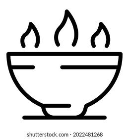 Hot soup icon outline vector. Bowl spoon. Food steam