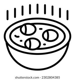 Hot soup icon outline vector. Dish plate. Food caribbean