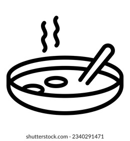 Hot soup icon outline vector. Food bowl. Meal steam