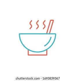 hot soup icon vector illustration with two color line style. isolated on white background