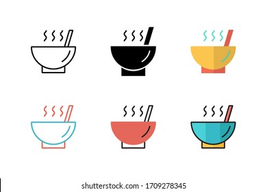 hot soup icon vector illustration with different style design. isolated on white background