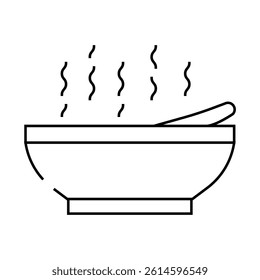 hot soup line icon vector. hot soup sign. isolated contour symbol black illustration