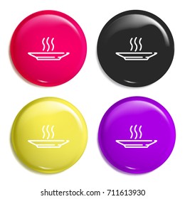 Hot soup multi color glossy badge icon set. Realistic shiny badge icon or logo mockup