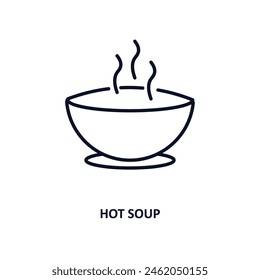 hot soup outline icon.  Thin line icon from bistro and restaurant collection. Editable vector isolated on white background