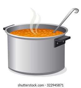 hot soup in pan