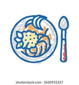 hot soup pasta doodle icon sketch vector. hot soup pasta sign. isolated symbol illustration