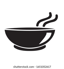 Icono vectorial de sopa caliente sobre fondo blanco