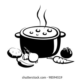  hot soup vector illustration, food and ingredients