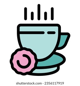 Hot spa tea icon outline vector. Towel cloth. Home bath color flat