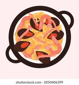hot spaghetti seafood illustration vector