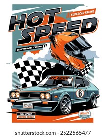 Hot Speed Super Car Racing Illustration Design