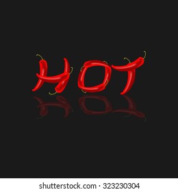 hot spelled out in peppers  isolated 