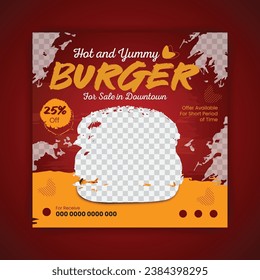 Hot and Spicy burger promotion instagram post design.