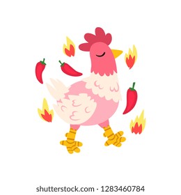 Hot spicy chicken creative logo design template vector Illustration