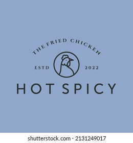 hot spicy chicken line art logo vector symbol illustration design