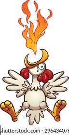 Hot spicy chicken. Vector clip art illustration with simple gradients. Fire,tears and chicken on separate layer for easy editing.