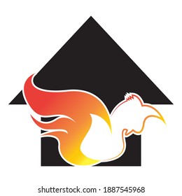 Hot Spicy Chicken. Vector image of chicken and fire icons with various variations, suitable for use as logos, icons, or anything related to chicken and fire.