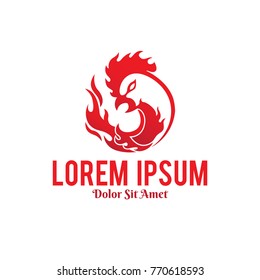 Hot spicy chicken vector logo concept