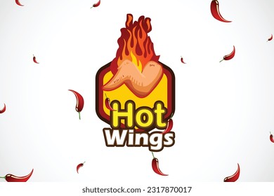 Alitas de pollo picantes Logo del vector o plantilla de símbolos, adecuado para restaurante y cafetería