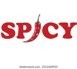 Hot spicy chili design for t shirt print, poster, sticker, background and other uses. Red spicy chili artwork.