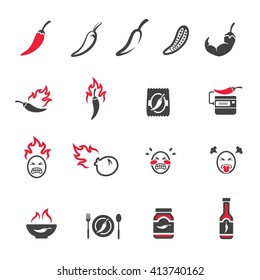 Hot And Spicy Chili Icon Set