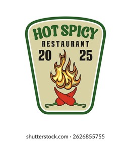 Hot spicy chili logo emblem vector design