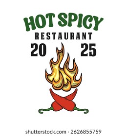 Hot spicy chili logo emblem vector design