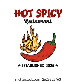 Hot spicy chili logo emblem vector design