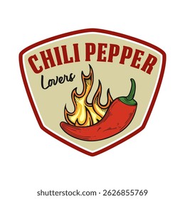Hot spicy chili logo emblem vector design