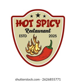 Hot spicy chili logo emblem vector design