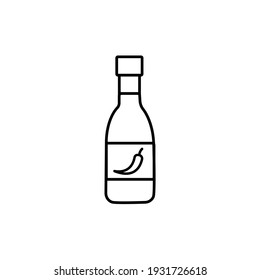 Hot Spicy Chili Pepper Sauce in Glass Bottle, or logo isolated sign symbol vector illustration