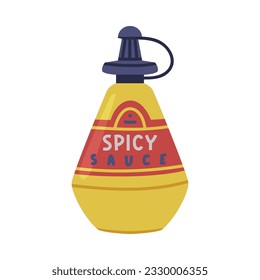 Hot and Spicy Chili Sauce in Plastic Bottle with Label Vector Illustration