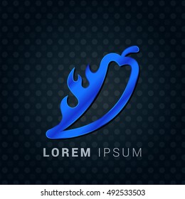 Hot Spicy Chilly Blue metallic chromium precious Icon / Logo Design
