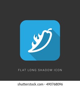 Hot Spicy Chilly Flat blue long shadow Icon / Logo Design